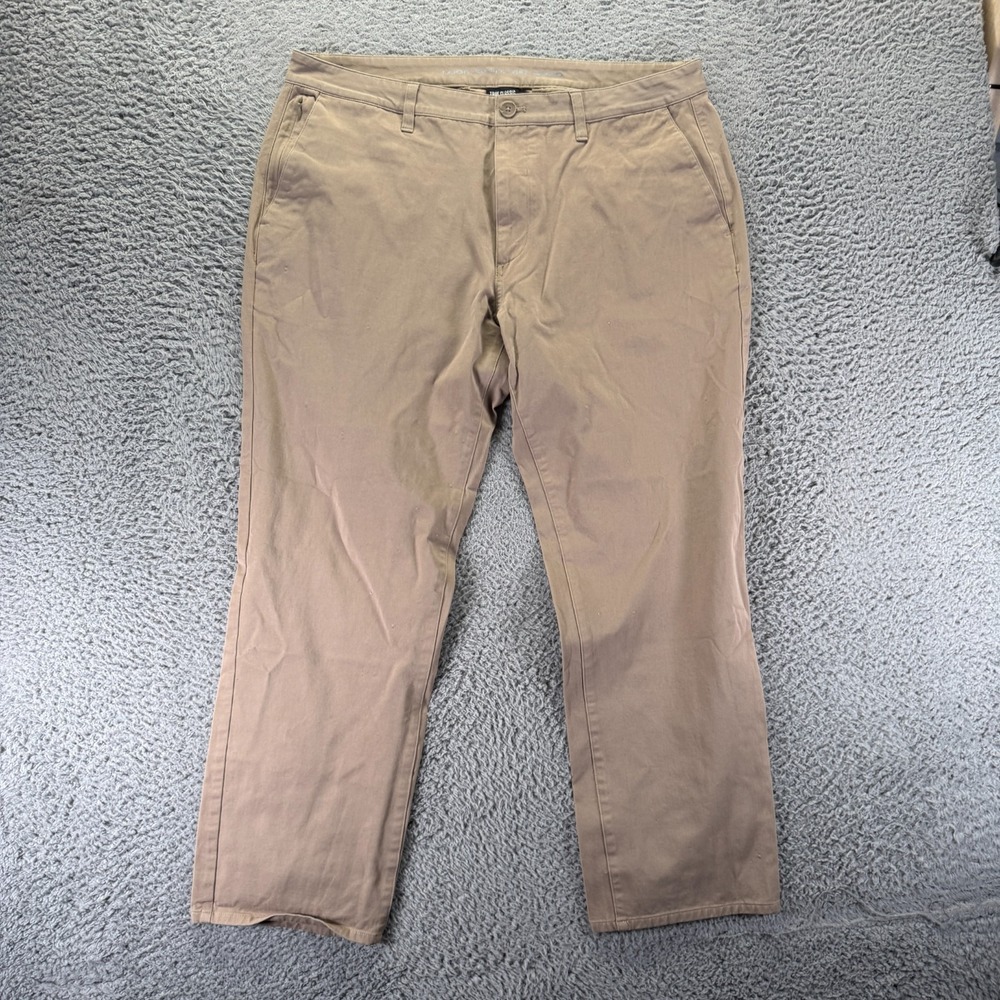 True Classic Pant Mens 38x30 Brown Cotton Chino Straight Business Preppy Stretch